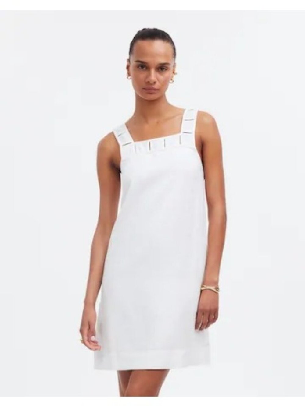 Madewell Georgia White Tank Mini Dress Square Neckline And Eyelet Details Size10